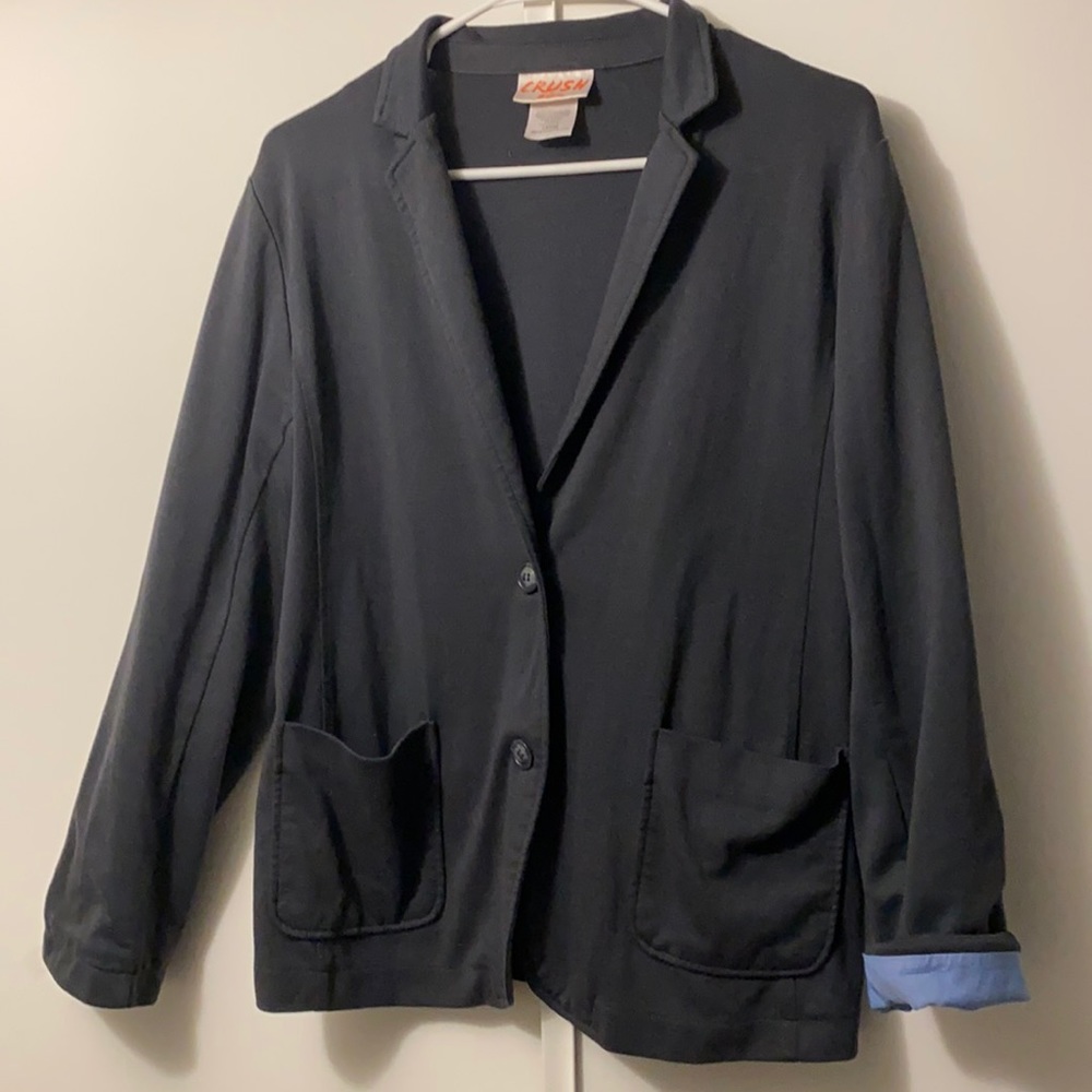 Grey Button Down Shirt with Blue lining inside